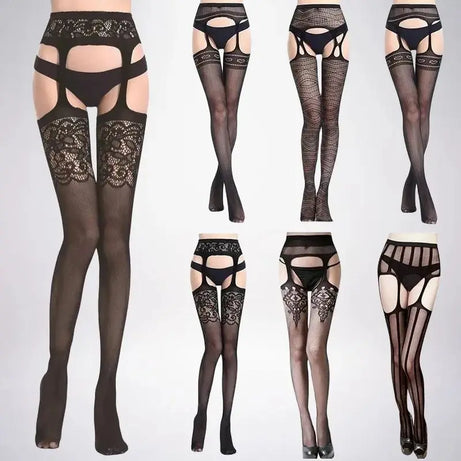 SIMPLEJWEL Lot de 4 jarretières/1 jarretière résille, collants, bas, chaussettes hautes, sexy, été, 4 pièces, 1 pièce