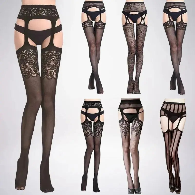 SIMPLEJWEL Lot de 4 jarretières/1 jarretière résille, collants, bas, chaussettes hautes, sexy, été, 4 pièces, 1 pièce
