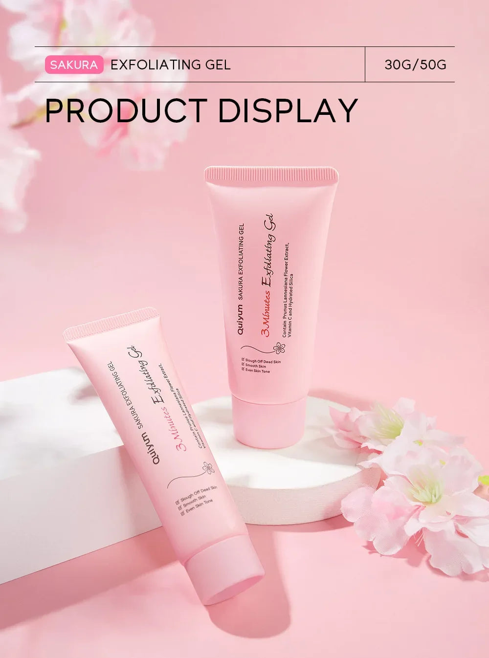 Gel exfoliant Sakura pour le visage, gommage hydratant et nourrissant réparateur, soin beauté 30 g/50 g