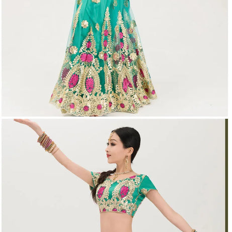 Indian Dance Costume Boutique Embroidery Lenhana Kali Punjab Bollywood Performance Dress Katak Women