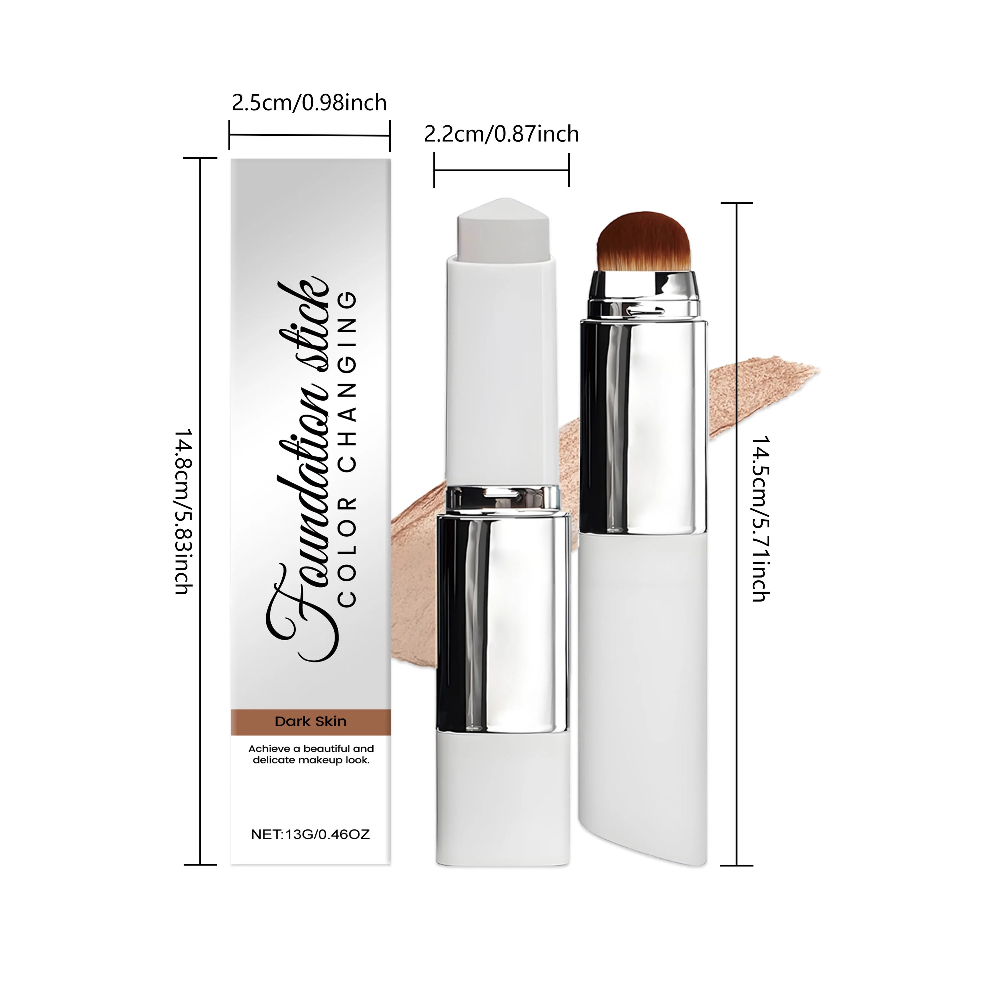 Fond de teint stick double embout avec pinceau, 3 teintes, léger, hydratant, illuminateur, matifiant, correcteur, fond de teint stick 2 en 1