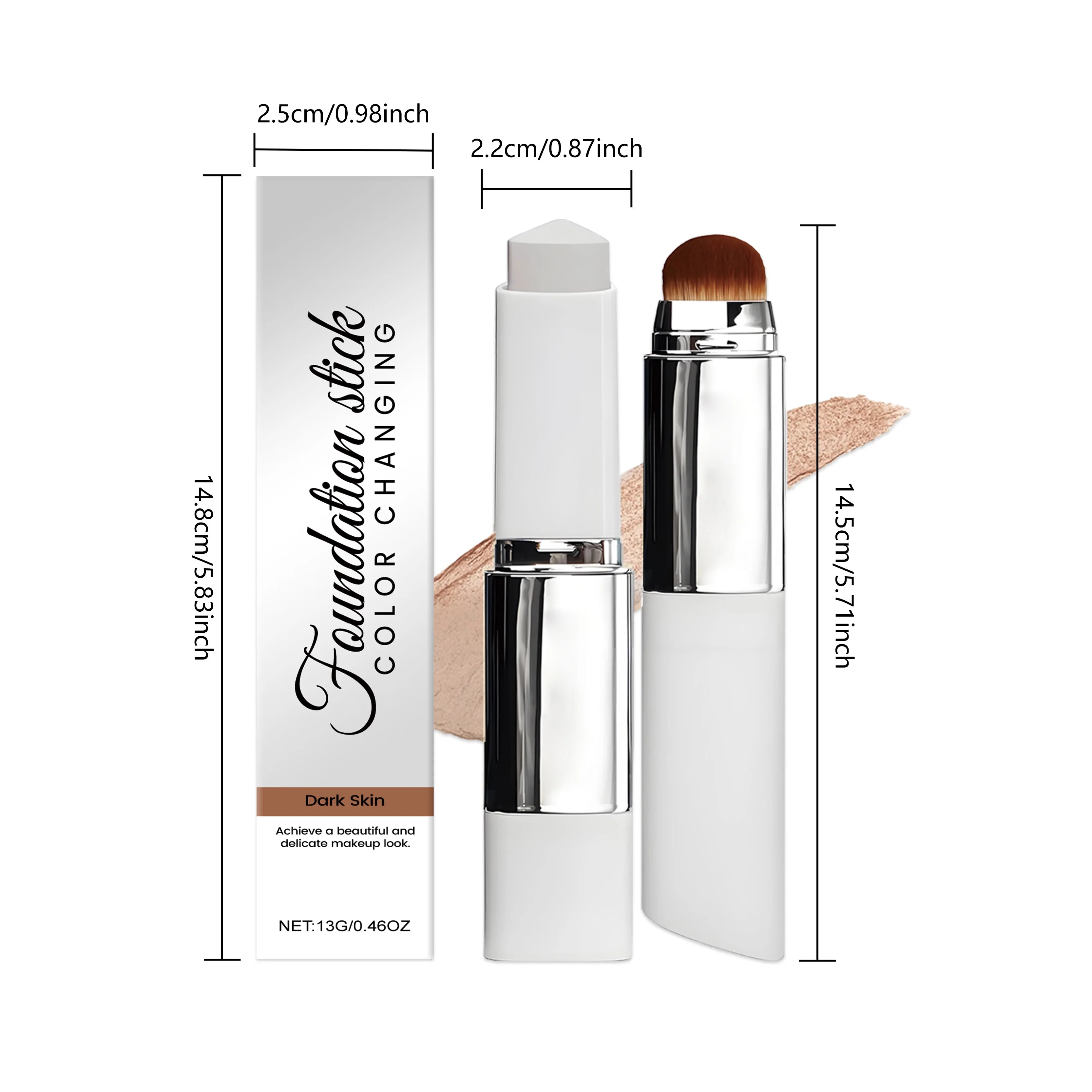 Fond de teint stick double embout avec pinceau, 3 teintes, léger, hydratant, illuminateur, matifiant, correcteur, fond de teint stick 2 en 1