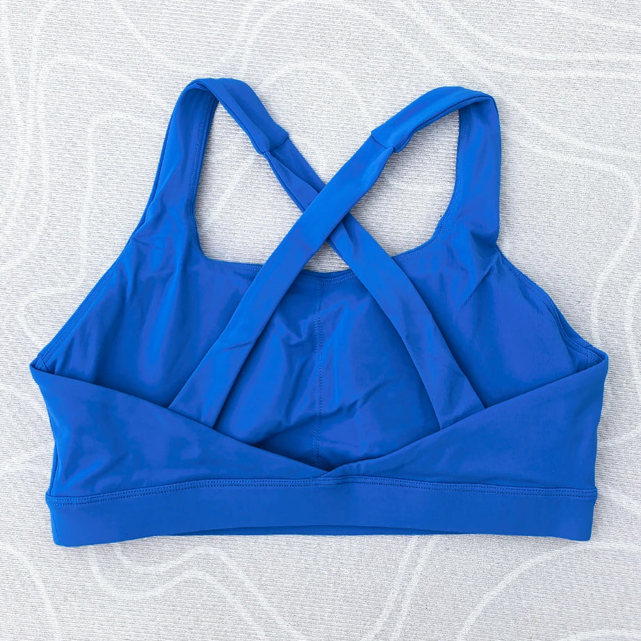 Solid Color Tight Comprehensive Training Women Fitness Bra Cross Back Yoga Underwear Gym Sport Top Hollow Back Push Up Chest Pad