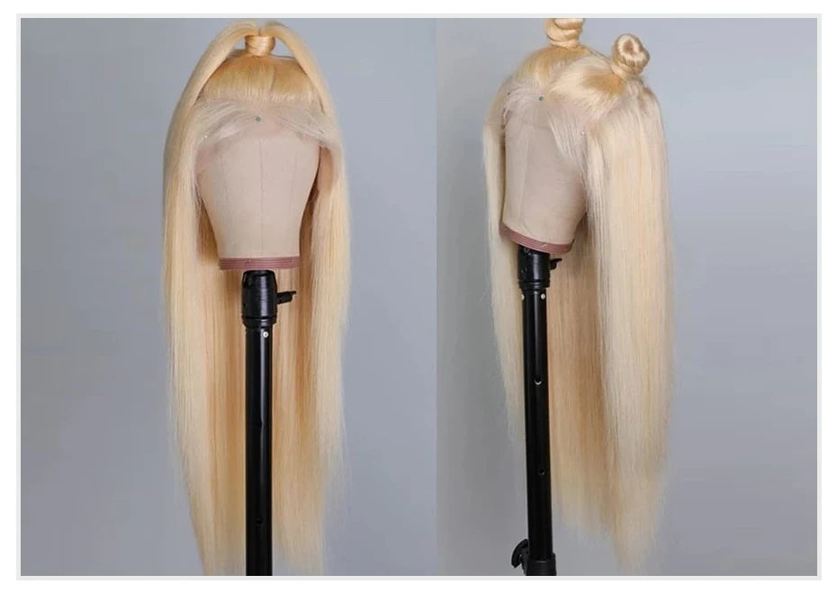 13x4 13x6 360 HD Transparent 613 Honey Blonde Color Lace Front Human Hair Wigs for Women Raw Brazilian Straight Lace Frontal Wig
