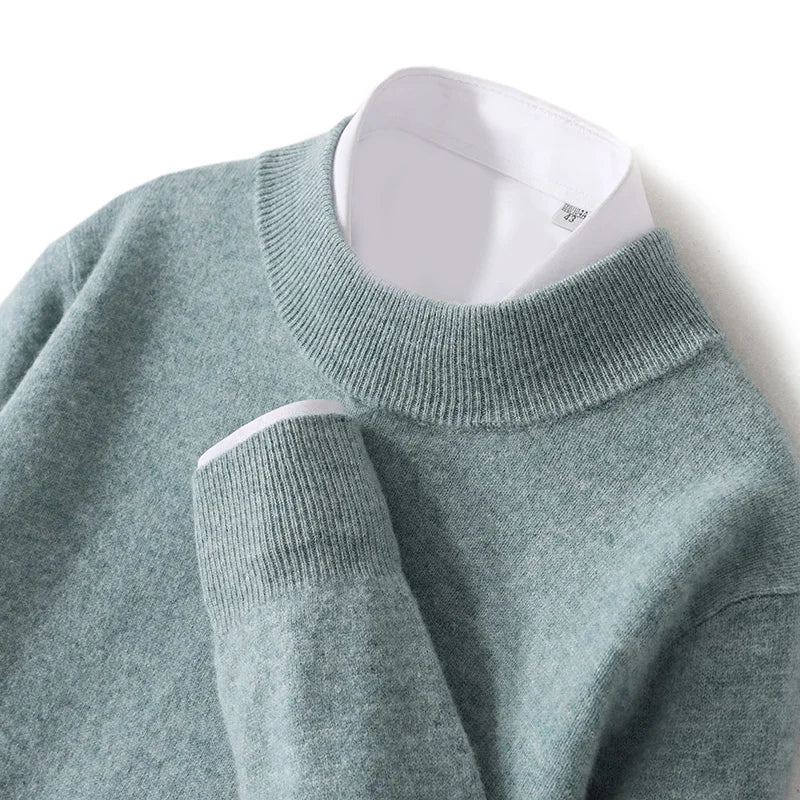 Pull 100 % laine mérinos pour femme, grande taille jusqu'à 5XL, col demi-lune, maille ample, manches longues, finitions cachemire.