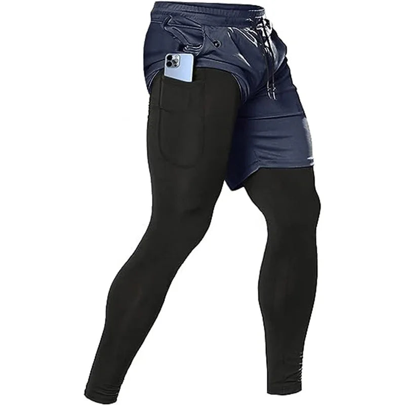 Pantalon de sport 2 en 1 pour homme, survêtement d'entraînement athlétique, pantalon de jogging, pantalon de fitness et de course à pied pour homme
