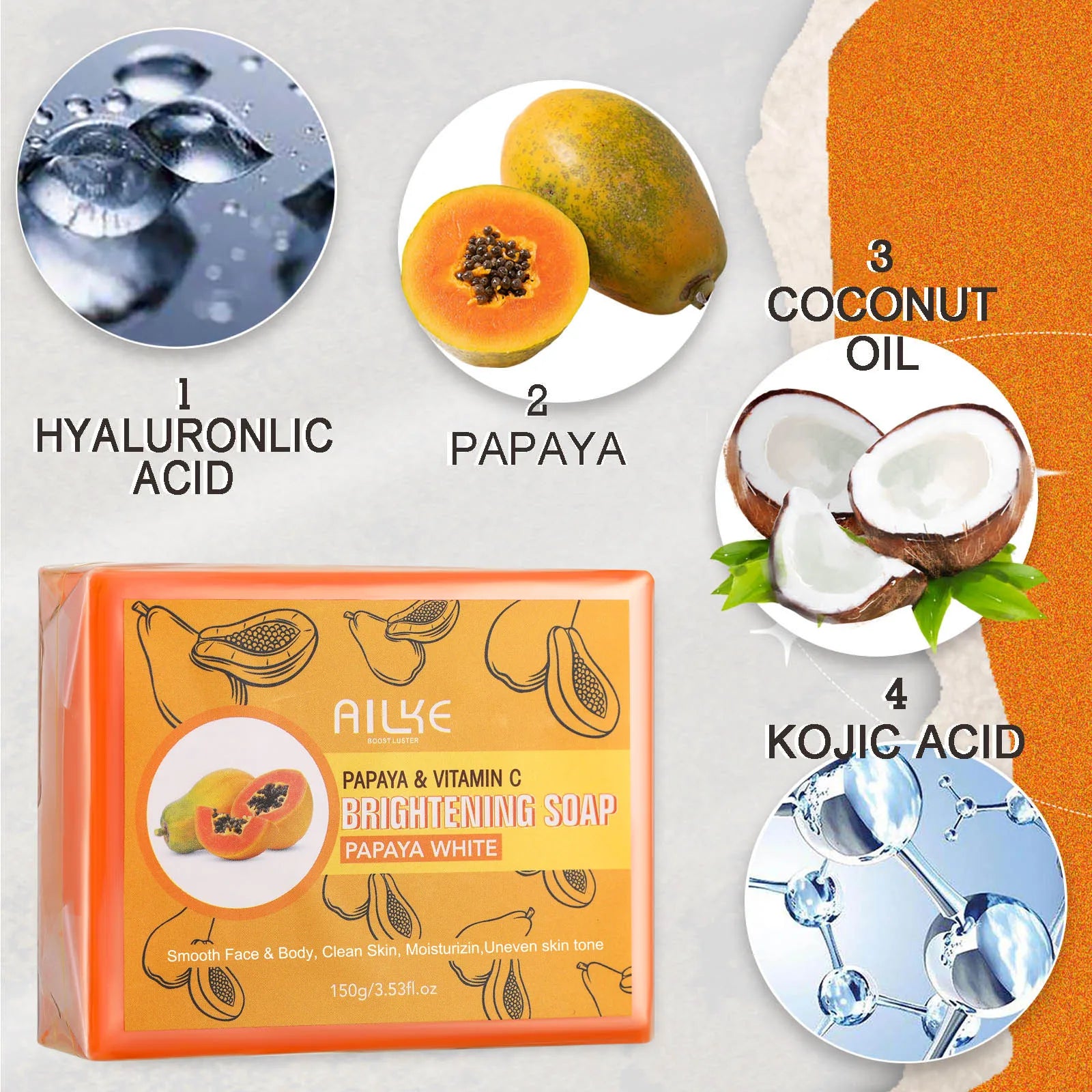 Kit de soins éclaircissants multivitaminés naturels AILKE : hydrate, unifie le teint, atténue les taches brunes et blanches, nettoie et lisse la peau.