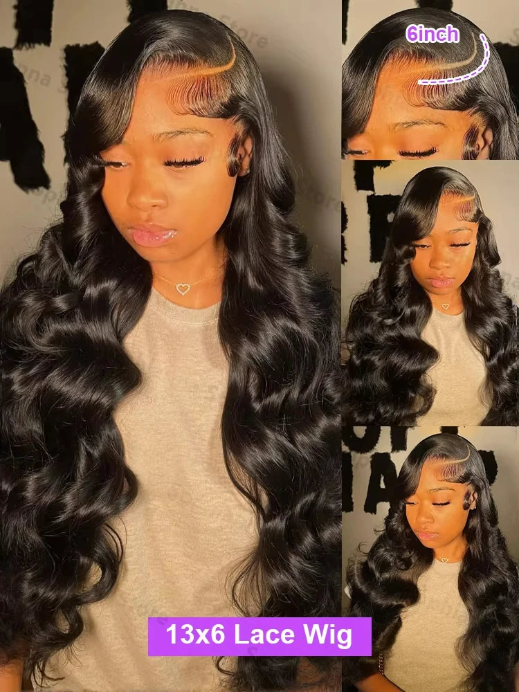 Perruque Lace Front 13x4, densité 200, ondulée, brésilienne, sans colle, noire, 13x6, transparente HD, cheveux humains