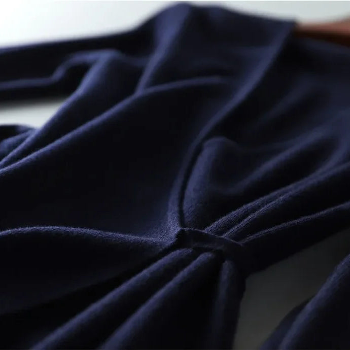 Pull d'automne-hiver pour femme, robe cache-cœur à col V, style coréen, jupe ample et élégante en maille