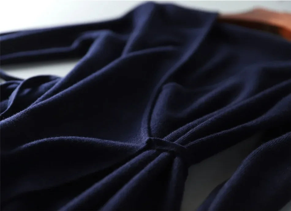 Pull d'automne-hiver pour femme, robe cache-cœur à col V, style coréen, jupe ample et élégante en maille
