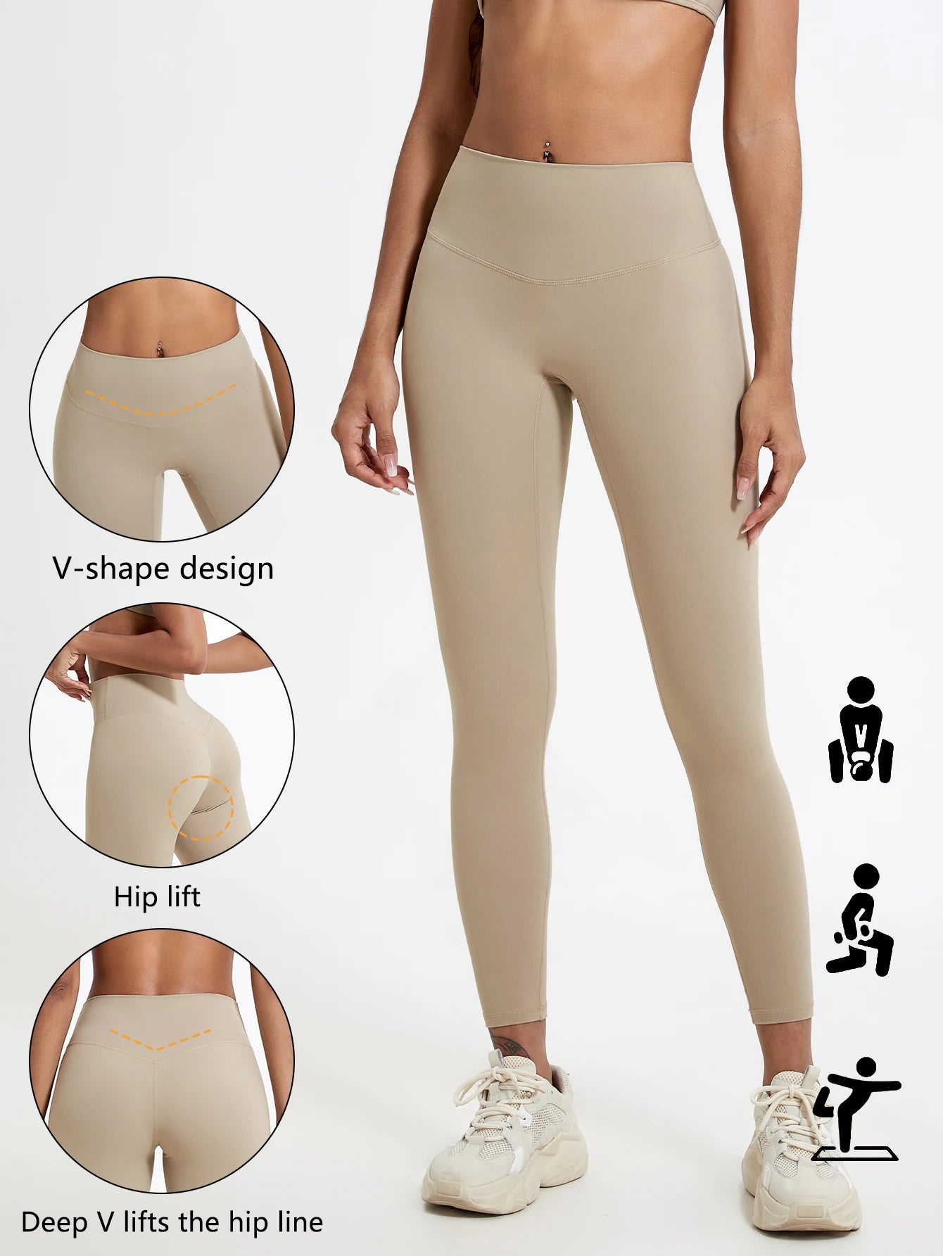 Leggings taille haute Hearuisavy en tissu ultra doux, séchage rapide, parfaits pour la gym, le yoga et la course à pied. Effet push-up.