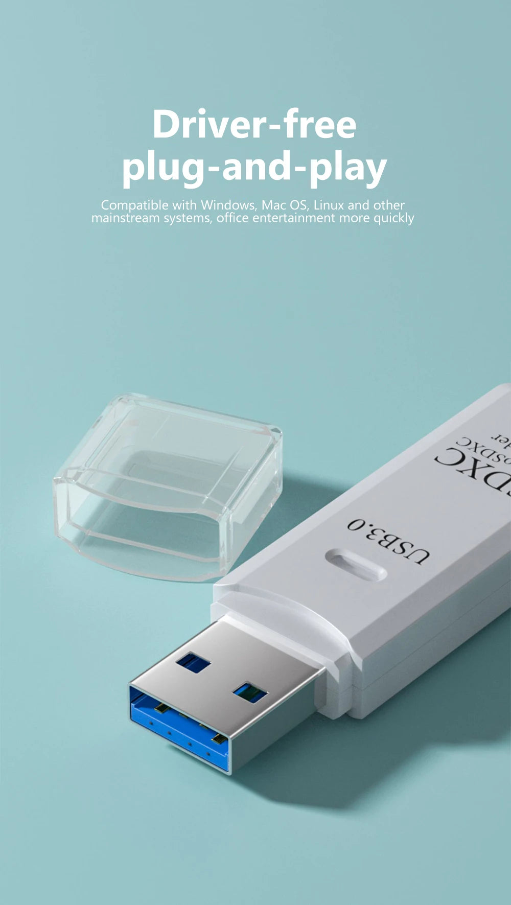 Lecteur de cartes USB 3.0 2 en 1, lecteur de cartes micro TF/SD, adaptateur USB, lecteur de cartes haute vitesse pour cartes mémoire TF, accessoires pour PC et ordinateur portable