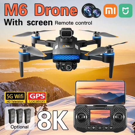 Drone M6 8K Pro original avec caméra HD 4K FPV Wi-Fi 5G pour prises de vue aériennes professionnelles. Quadricoptère radiocommandé avec écran intégré.