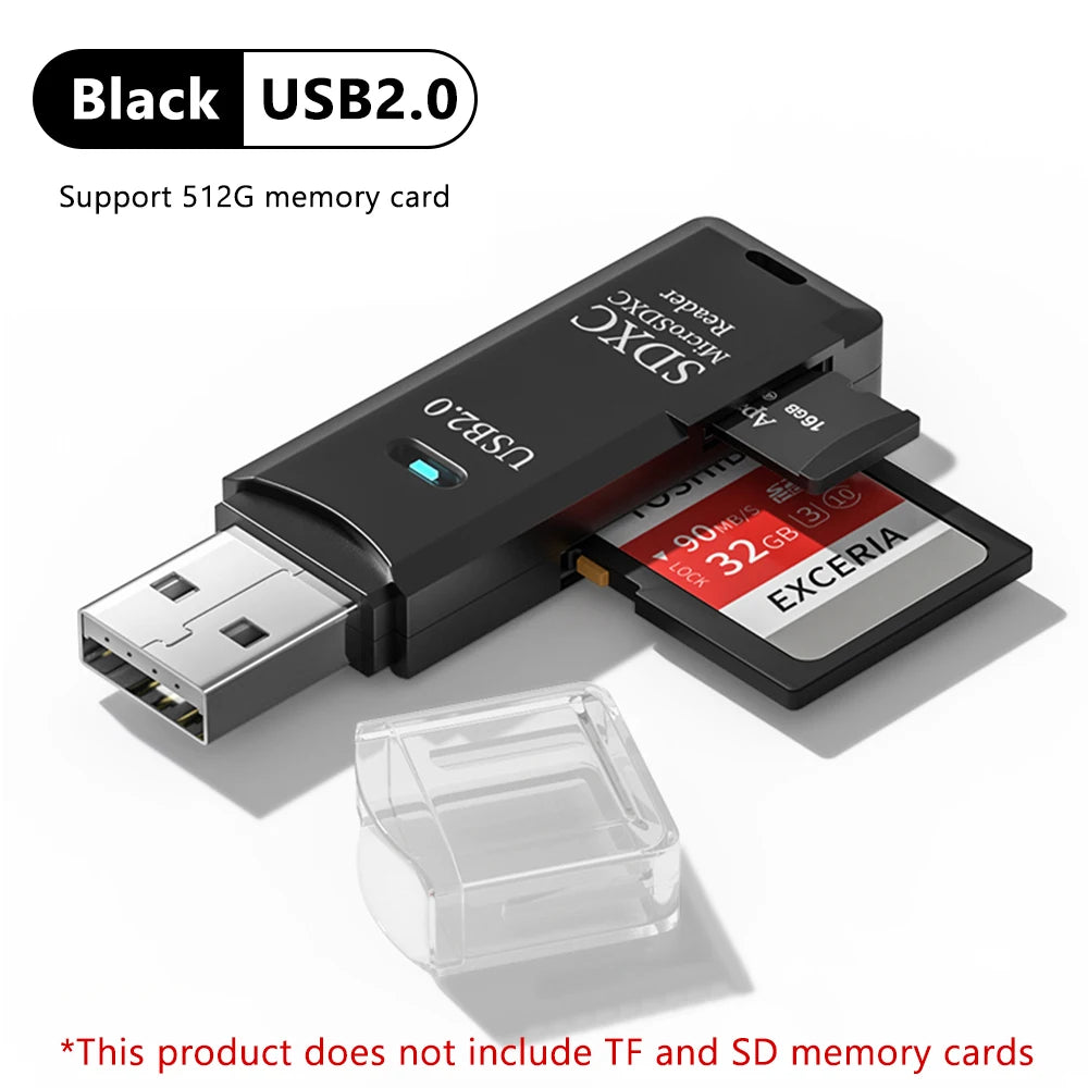 Lecteur de cartes USB 3.0 2 en 1, lecteur de cartes micro TF/SD, adaptateur USB, lecteur de cartes haute vitesse pour cartes mémoire TF, accessoires pour PC et ordinateur portable