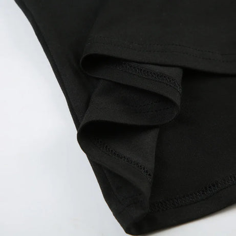Débardeur noir sans bretelles à imprimé gothique pour femme, coupe skinny, court, style décontracté chic estival, streetwear Y2K, basique