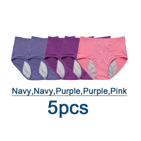 Lot de 5 culottes menstruelles anti-fuites pour femmes, sous-vêtements menstruels sexy, culottes physiologiques imperméables et coupe menstruelle.