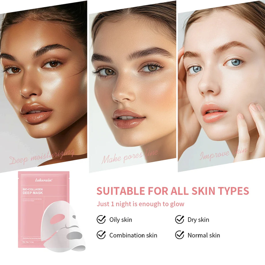 Masque Bio-Collagen Real Deep, supplément de collagène, masque hydrogel hydratant de nuit, améliore l'élasticité, minimise les pores et raffermit