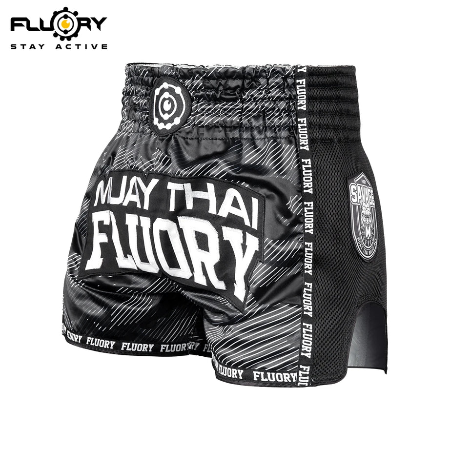 Short de combat FLUORY MMA Muay Thai, pantalon de sport de haute qualité pour enfant, idéal pour l'entraînement de boxe, le kickboxing et le fitness.