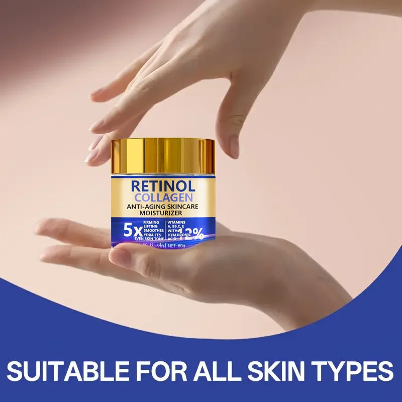 Crème visage au rétinol et collagène 60 g, soin hydratant raffermissant anti-âge à l'acide hyaluronique, livraison rapide