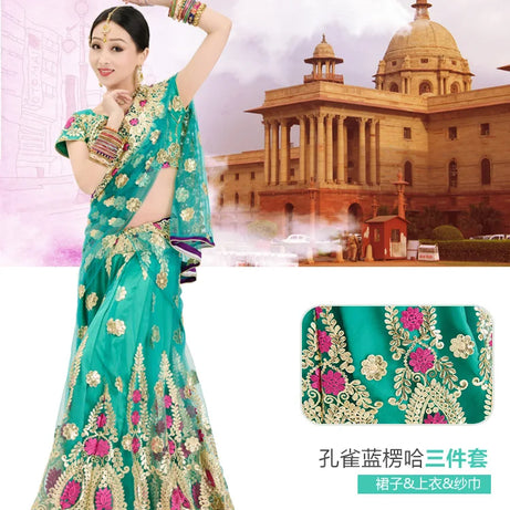 Indian Dance Costume Boutique Embroidery Lenhana Kali Punjab Bollywood Performance Dress Katak Women