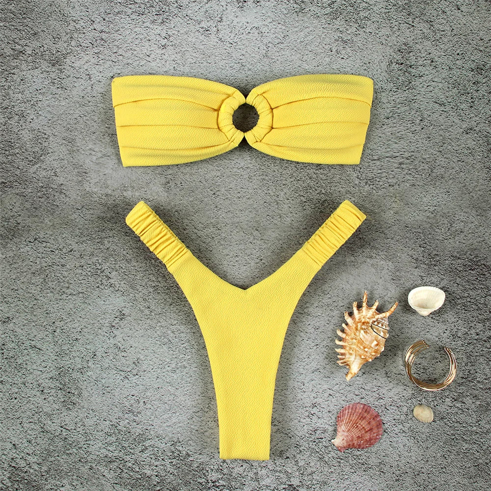 Micro bikini push-up, maillots de bain femme 2024, maillots de bain sexy, ensemble bikini brésilien, string, bikini uni