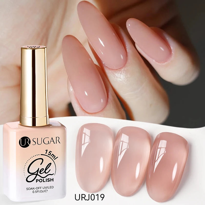 Vernis gel semi-permanent UR SUGAR 15 ml, couleur blanc laiteux translucide, effet gelée, UV, semi-permanent, pour nail art, à dissoudre. Dernière tendance.