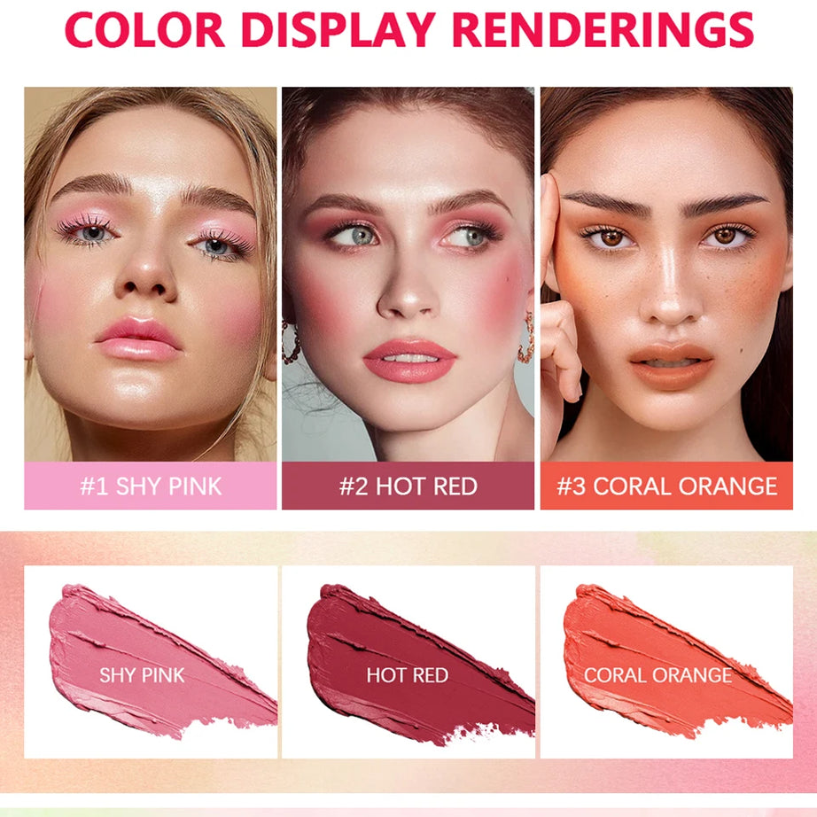 Blush Stick Fonctionnel Maquillage Facile à Colorer Rouge Crème Blush Waterproof Haute Rendu de Couleur Éclat du Teint