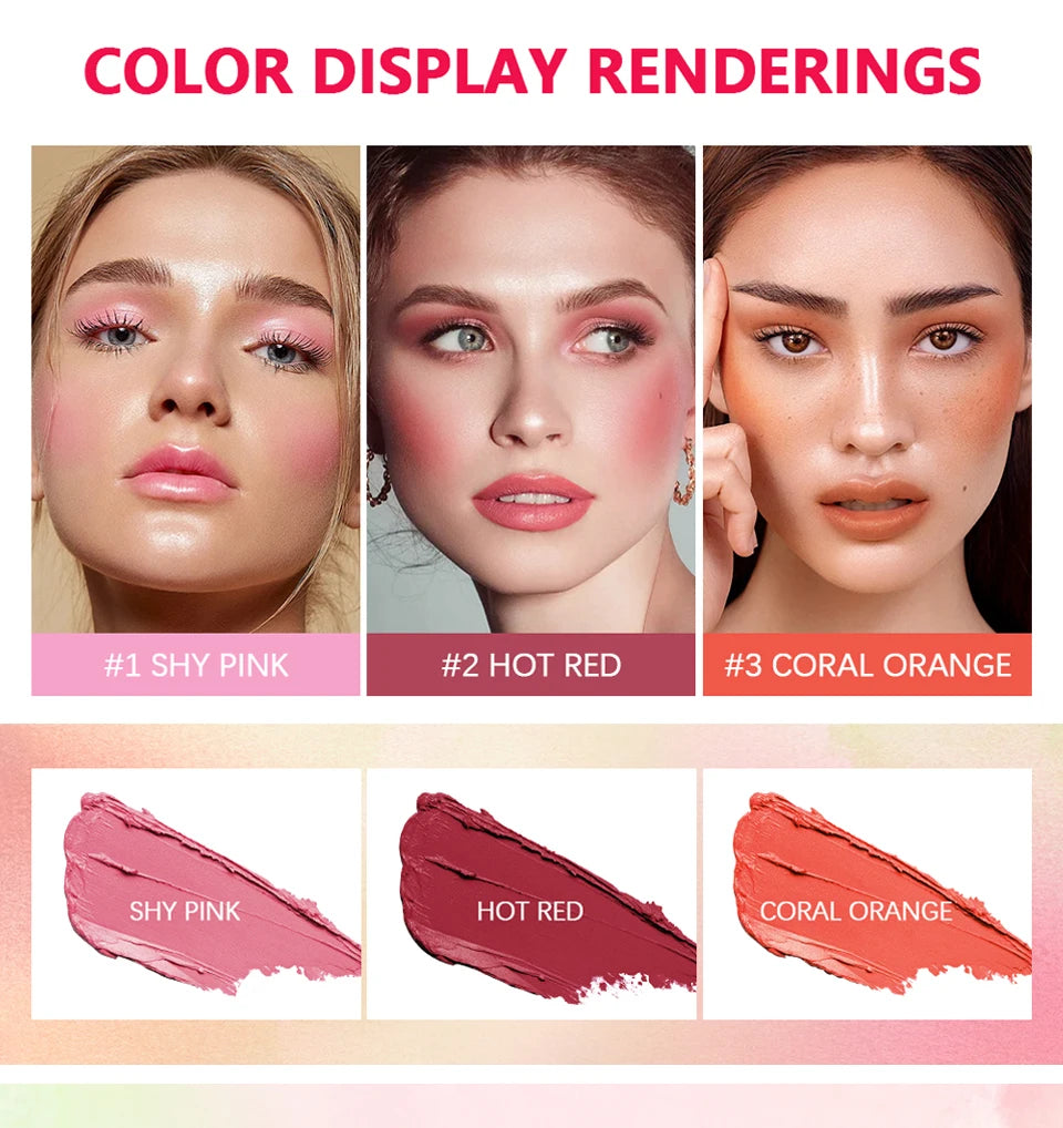 Blush Stick Fonctionnel Maquillage Facile à Colorer Rouge Crème Blush Waterproof Haute Rendu de Couleur Éclat du Teint