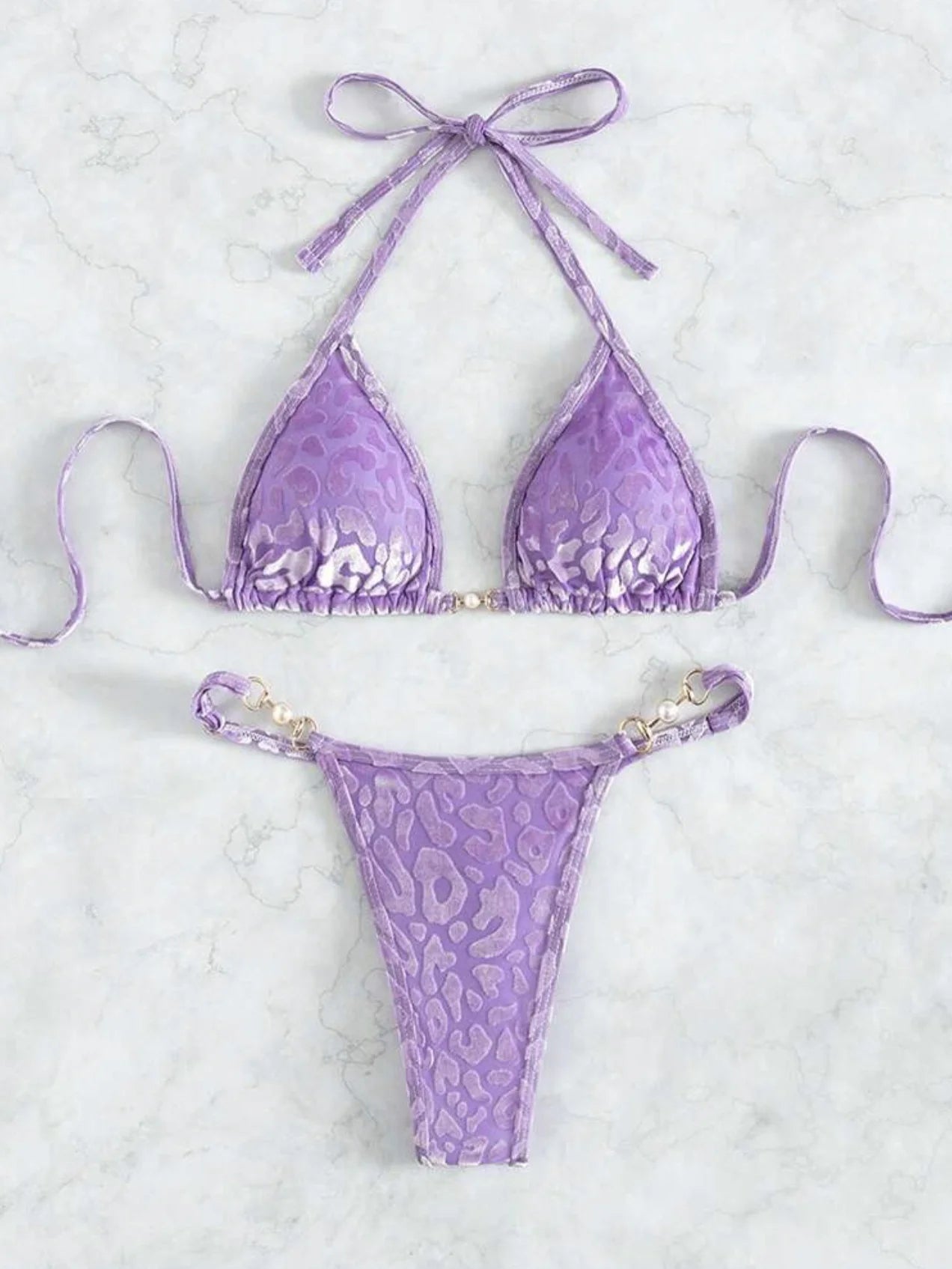 Micro bikini rose brillant 2025 Femme Sexy PU Perles Push-up String Maillot de bain été Maillot de bain bandage vacances