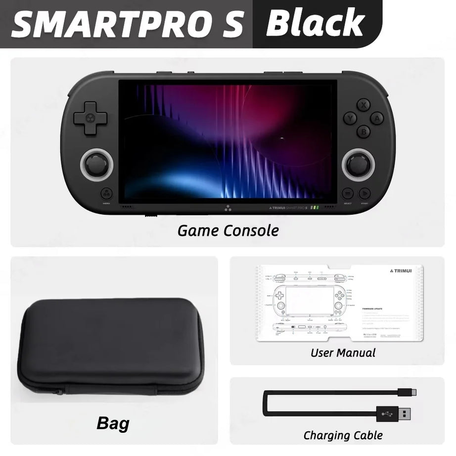 Console de jeu portable Trimui Smart Pro S, écran IPS 4,96 pouces, système Linux, joystick, éclairage RGB, jeu vidéo rétro, cadeau Smartpros