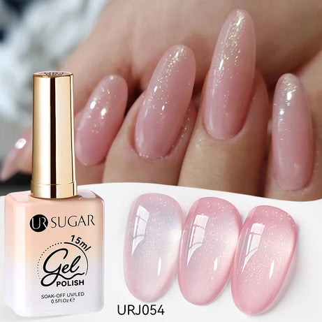 Vernis gel semi-permanent UR SUGAR 15 ml, couleur blanc laiteux translucide, effet gelée, UV, semi-permanent, pour nail art, à dissoudre. Dernière tendance.