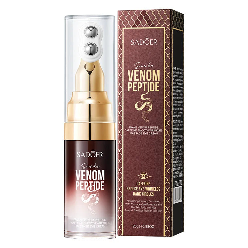 Crème contour des yeux SADOER à base de venin de serpent, de peptides et de caféine, anti-rides, massante, anti-cernes et hydratante. Soin anti-âge pour les yeux.