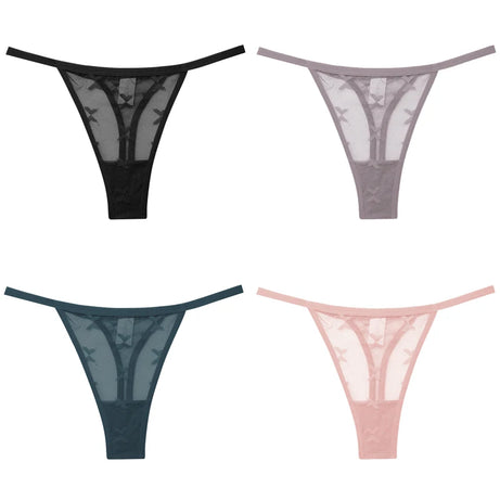 Lot de 4 culottes bikini en dentelle pour femme, strings sexy, tailles S à XL, sous-vêtements confortables dos nageur, lingerie sexy 2022