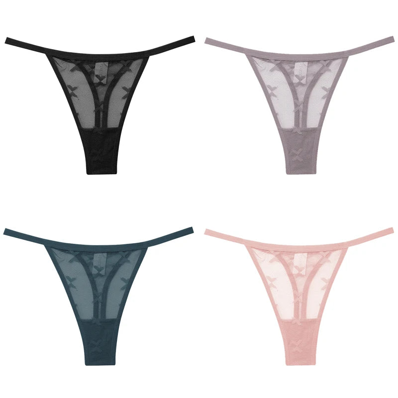Lot de 4 culottes bikini en dentelle pour femme, strings sexy, tailles S à XL, sous-vêtements confortables dos nageur, lingerie sexy 2022