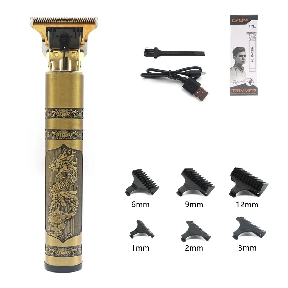 Tondeuse à cheveux professionnelle T9, corps en métal, tondeuse à barbe pour hommes, lame en acier inoxydable, tondeuse à cheveux et à barbe