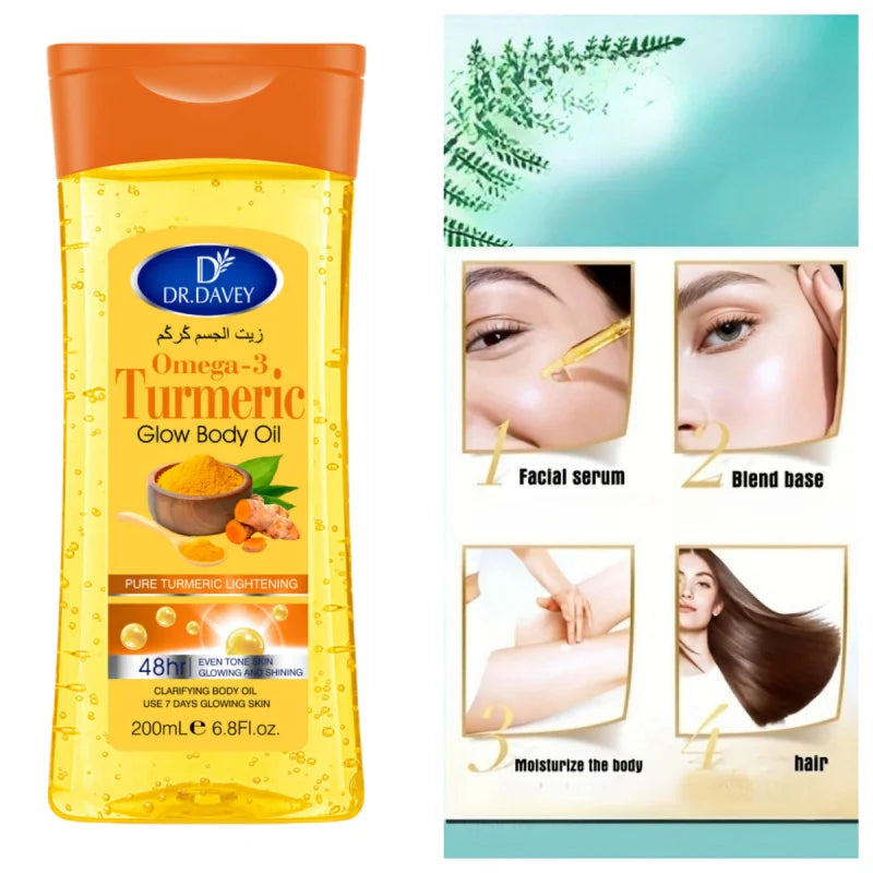 Huile corporelle 200 ml - Curcuma Oméga-3 Éclat - Soin du corps