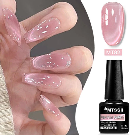 Vernis à ongles magnétique Pink Story Cat, rose nude doré clair, semi-permanent, gel UV, à tremper, pour manucure DIY
