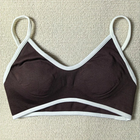 TEVEO Women's Backless Knitted Sports Bra Solid Color Summer Gym Fitness Top with Chest Cushion Sexy Suspender Yoga Bra