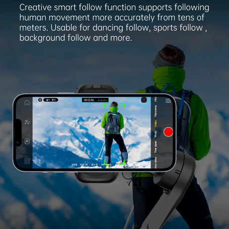 Stabilisateur à cardan 3 axes pour smartphone, pliable, portable, pour l'enregistrement vidéo, les vlogs et les appareils Android. Stabilisateur anti-tremblement PTZ pour iPhone et Android.