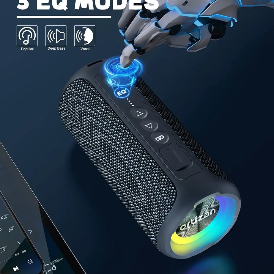 Enceinte Bluetooth Ortizan 40 W avec basses renforcées, portable, sans fil, pour l'extérieur, autonomie de 30 heures, étanche IP7, Bluetooth 5.3