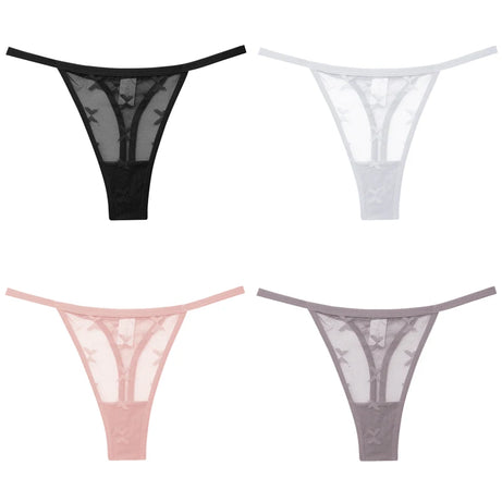 Lot de 4 culottes bikini en dentelle pour femme, strings sexy, tailles S à XL, sous-vêtements confortables dos nageur, lingerie sexy 2022