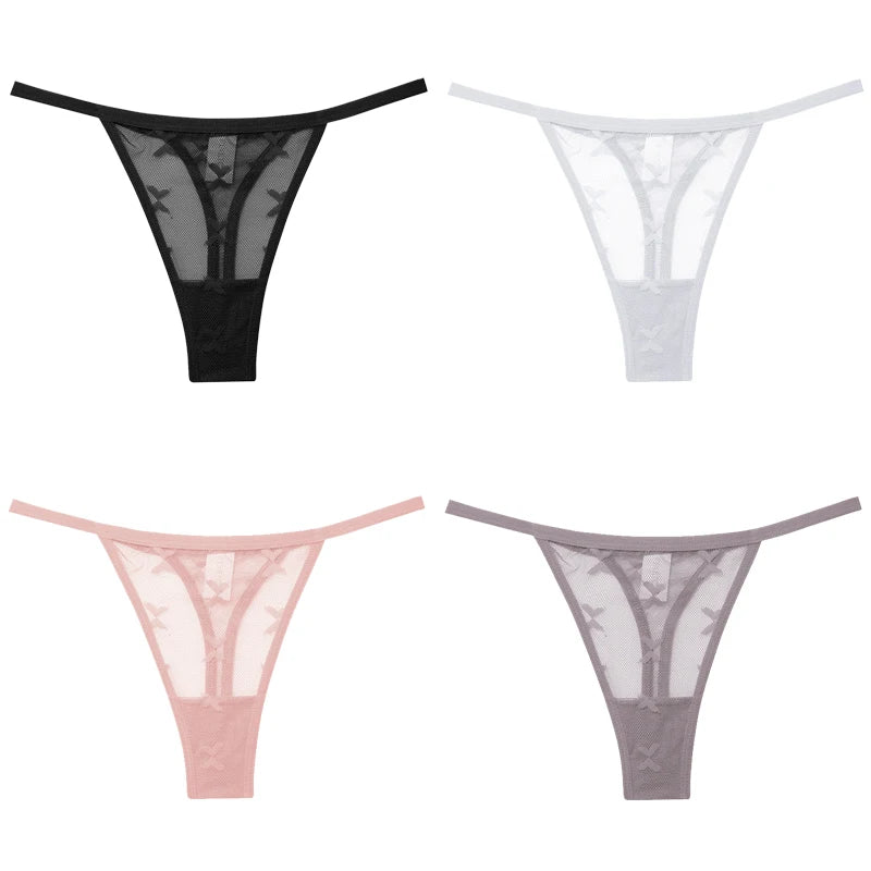 Lot de 4 culottes bikini en dentelle pour femme, strings sexy, tailles S à XL, sous-vêtements confortables dos nageur, lingerie sexy 2022