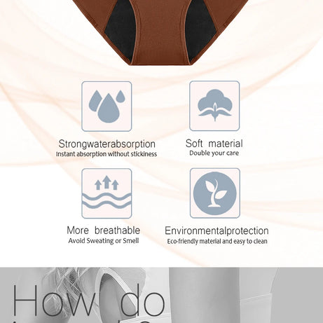 Culottes menstruelles 3 couches absorbantes pour incontinence physiologique, respirantes et imperméables, sous-vêtements menstruels pour femmes.