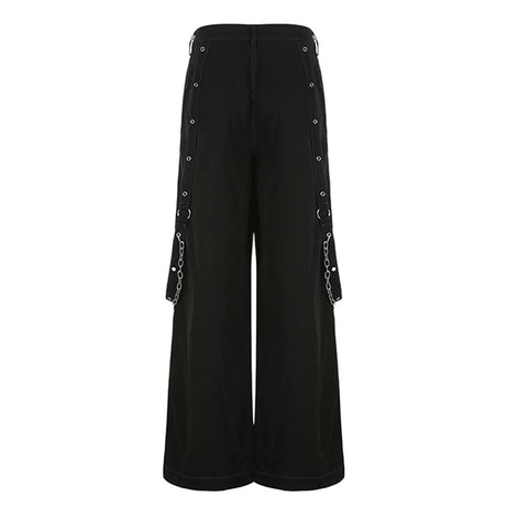 Pantalon en jean large style punk Y2K, pantalon ample gothique e-girl, pantalon cargo cyber grunge, jean baggy taille haute Harajuku pour femme