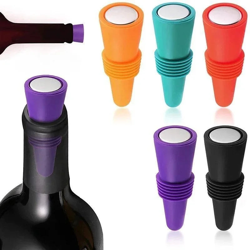 Lot de 1 bouchon en silicone pour bouteilles de vin et autres boissons, étanche, réutilisable.