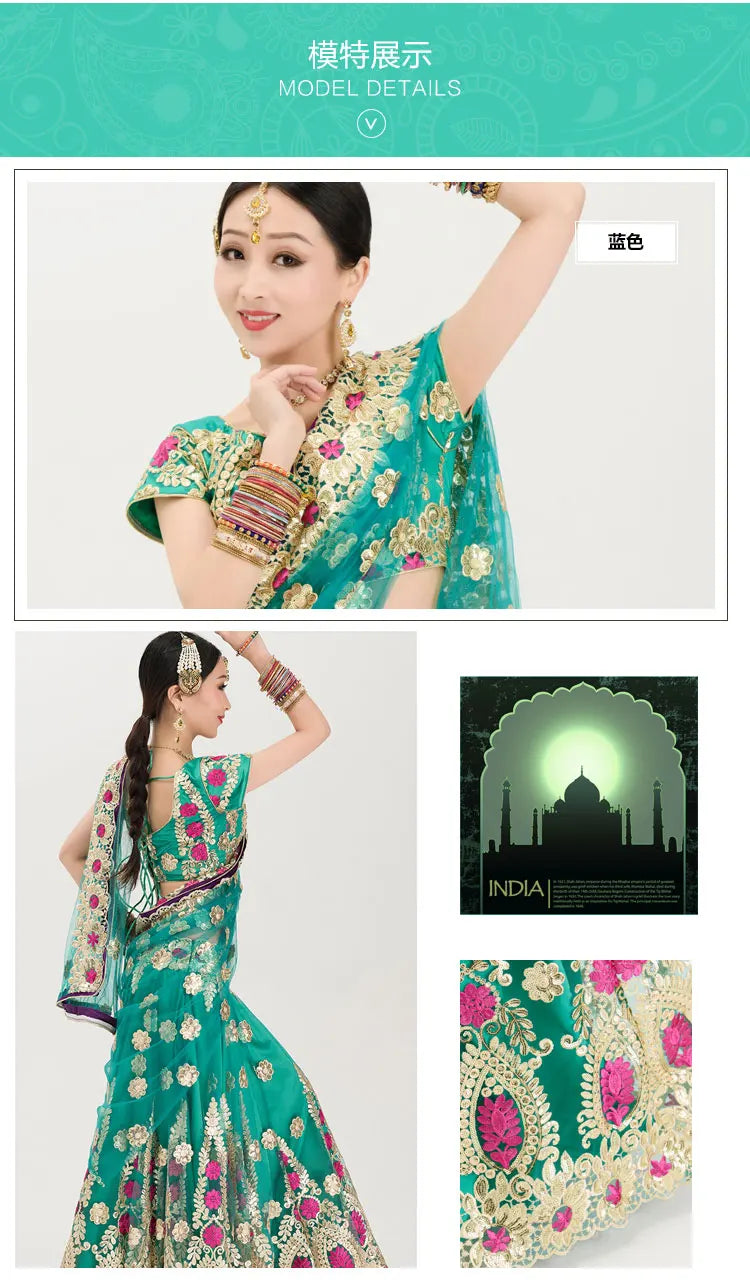 Indian Dance Costume Boutique Embroidery Lenhana Kali Punjab Bollywood Performance Dress Katak Women