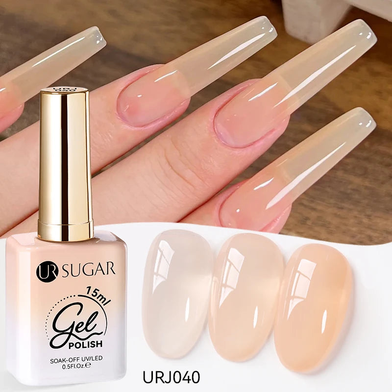 Vernis gel semi-permanent UR SUGAR 15 ml, couleur blanc laiteux translucide, effet gelée, UV, semi-permanent, pour nail art, à dissoudre. Dernière tendance.