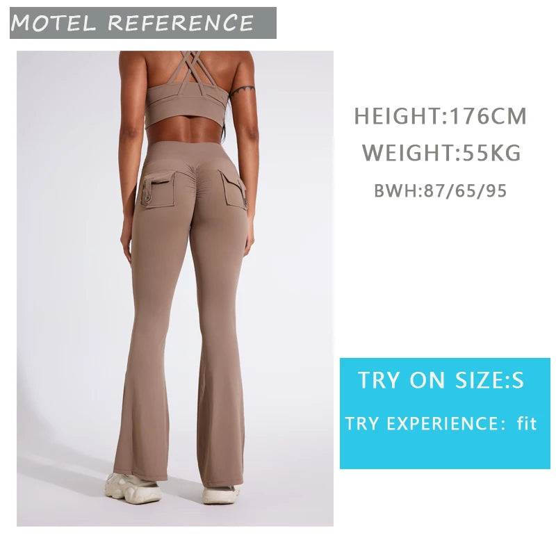 Pantalon de yoga taille haute à poches pour femme DIAS FIT JOY, effet push-up, séchage rapide, idéal pour la course, le sport et la salle de gym.