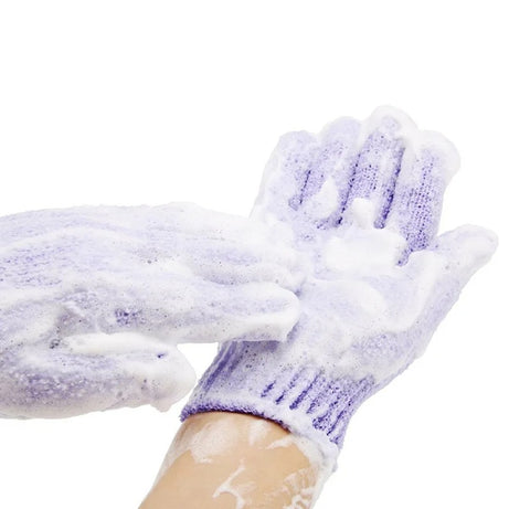 Lot de 2 gants exfoliants pour le bain, avec éponge de massage résistante pour le corps, pour laver et hydrater la peau.