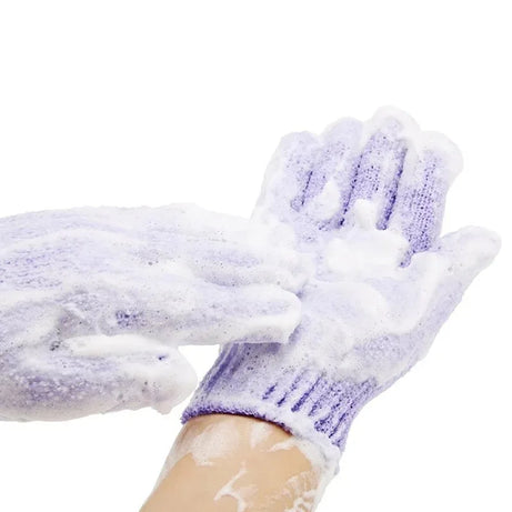 Lot de 2 gants exfoliants pour le bain, avec éponge de massage résistante pour le corps, pour laver et hydrater la peau.